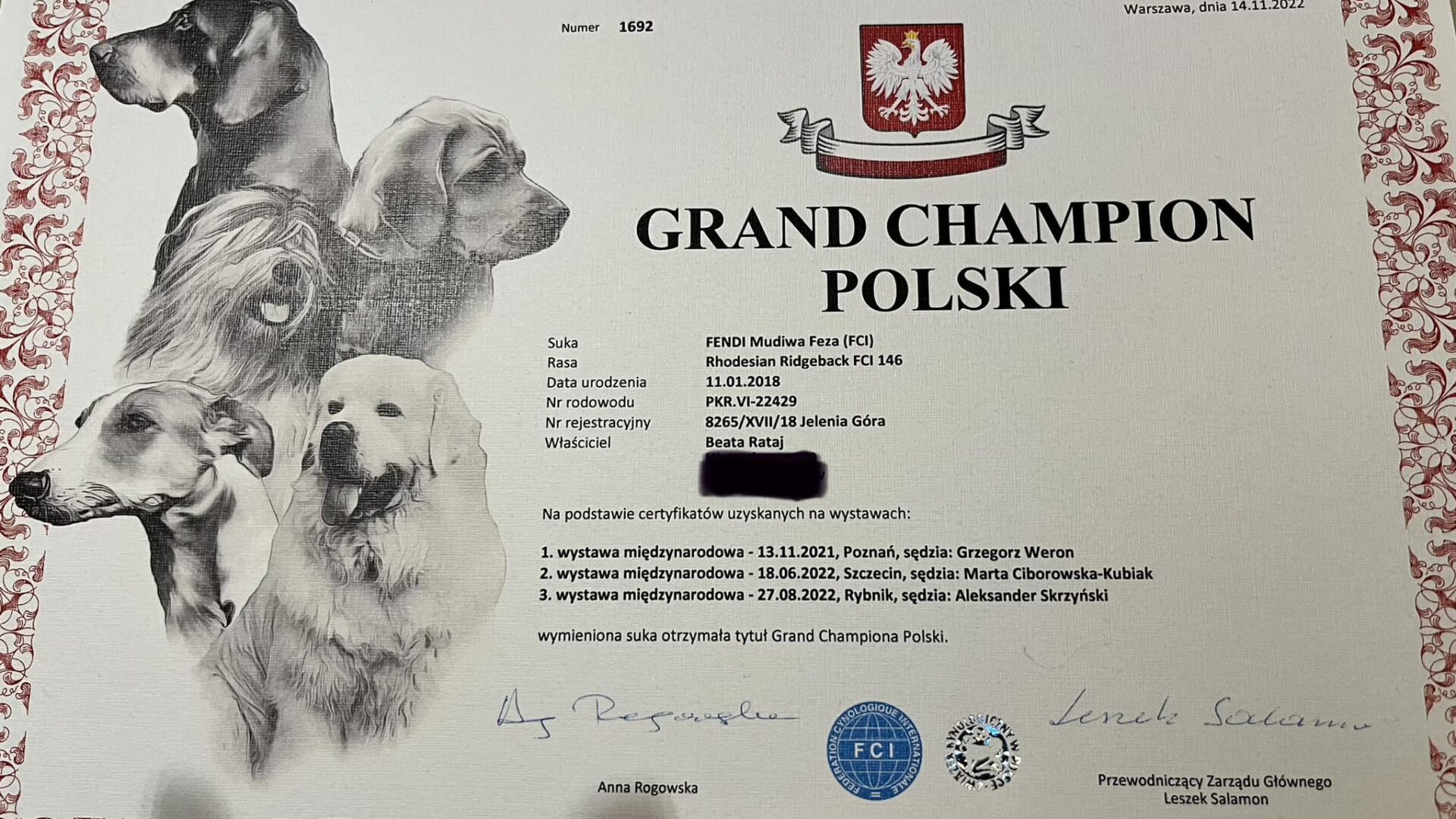 FENDY ukończyła GRAND CHAMPIONA POLSKI